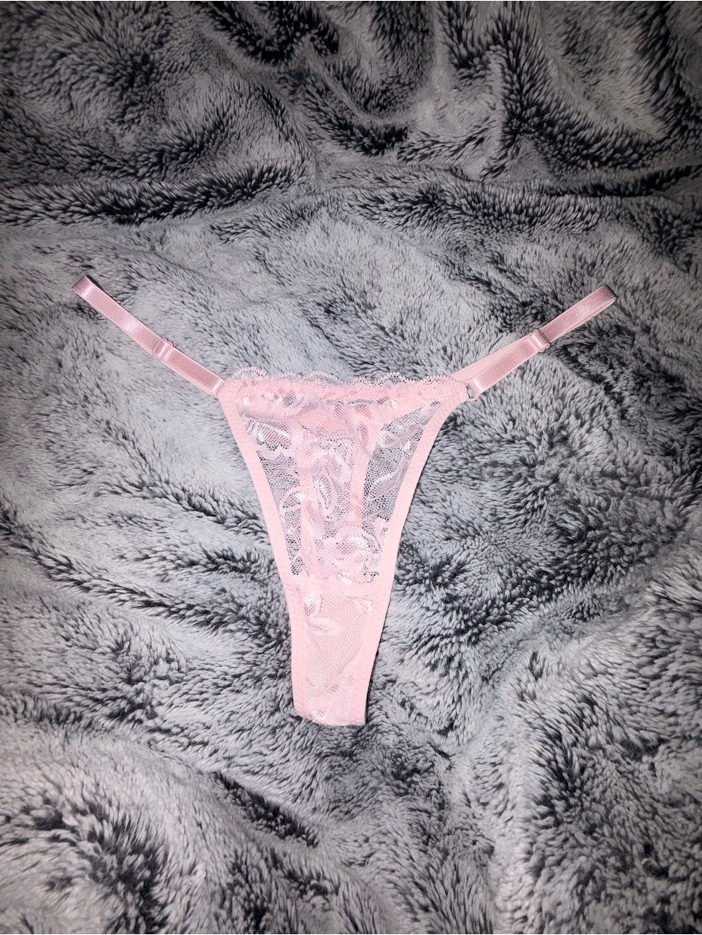 Sheer Lace High-Cut Thong - Light Pink